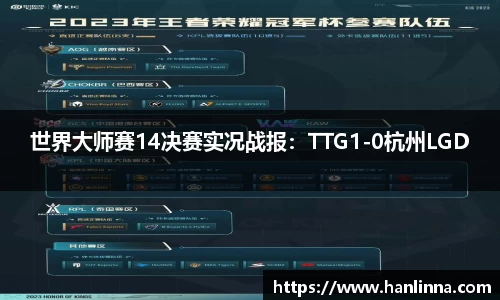 世界大师赛14决赛实况战报：TTG1-0杭州LGD